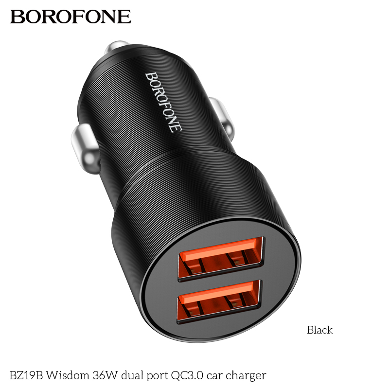 BOROFONE BZ19B Wisdom dual USB-A car charger 36 W NZ 3